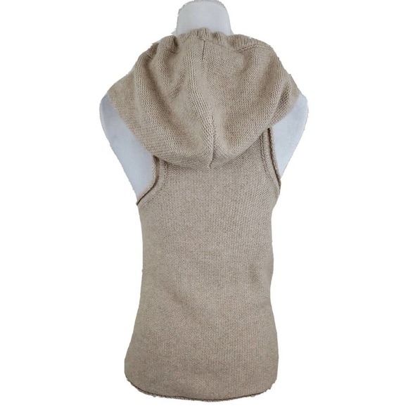 BANANA REPUBLIC ~Woman Size XS~ Beige Knit Wool Blend Button-Up Vest Hooded Top. - Picture 7 of 12